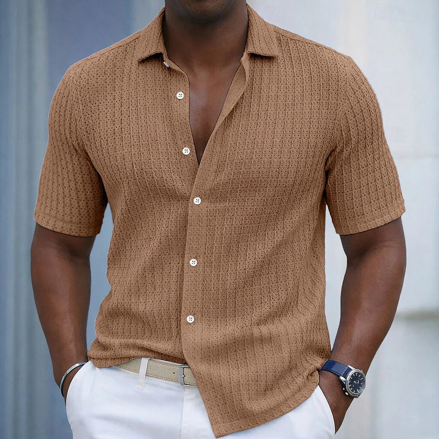 Camicia Jacquard a Righe Texturizzate