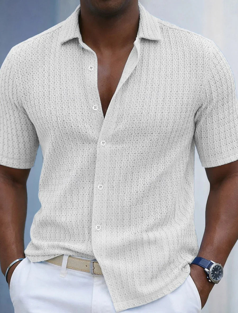 Camicia Jacquard a Righe Texturizzate