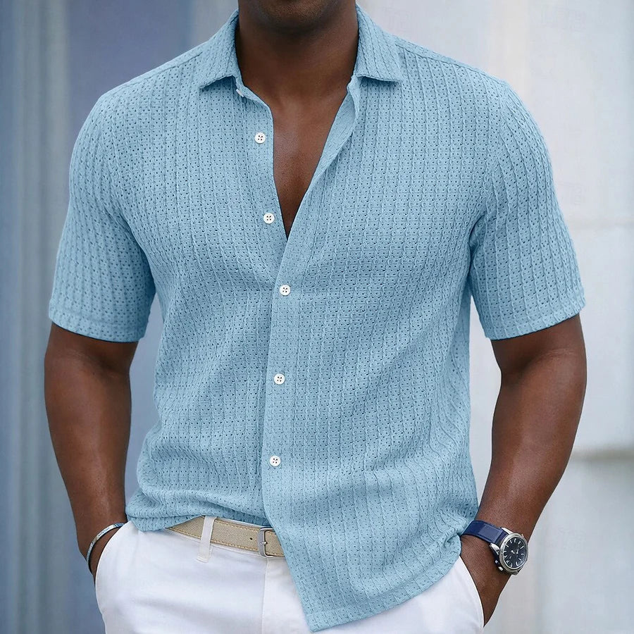 Camicia Jacquard a Righe Texturizzate