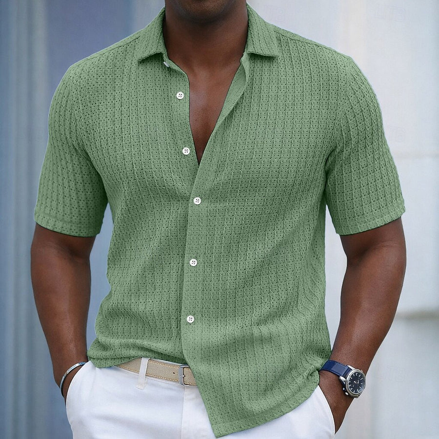 Camicia Jacquard a Righe Texturizzate