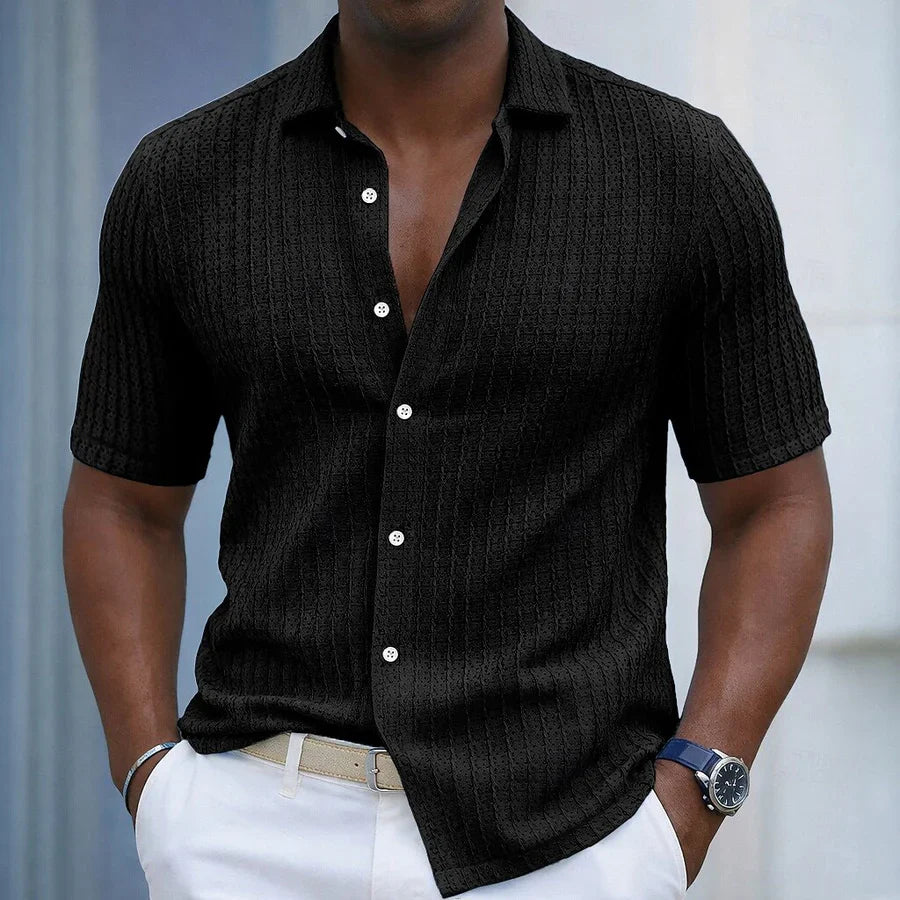 Camicia Jacquard a Righe Texturizzate